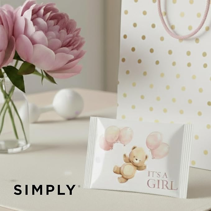 SIMPLY Peppermint "It's a Girl!", Individually Wrapped Breath Mints in Bulk, 50 Packets (2 per Packet), | Gender Reveal, Baby Shower, Party Favors