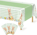 QZYL 3 Pack Easter Tablecloths, 54" x 108" Disposable Easter Decorations, Sage Green Bunny Plaid Spring Tablecloth, Rectangle Plastic Easter Table Cloth with Easter Party Decorations Supplies Favors