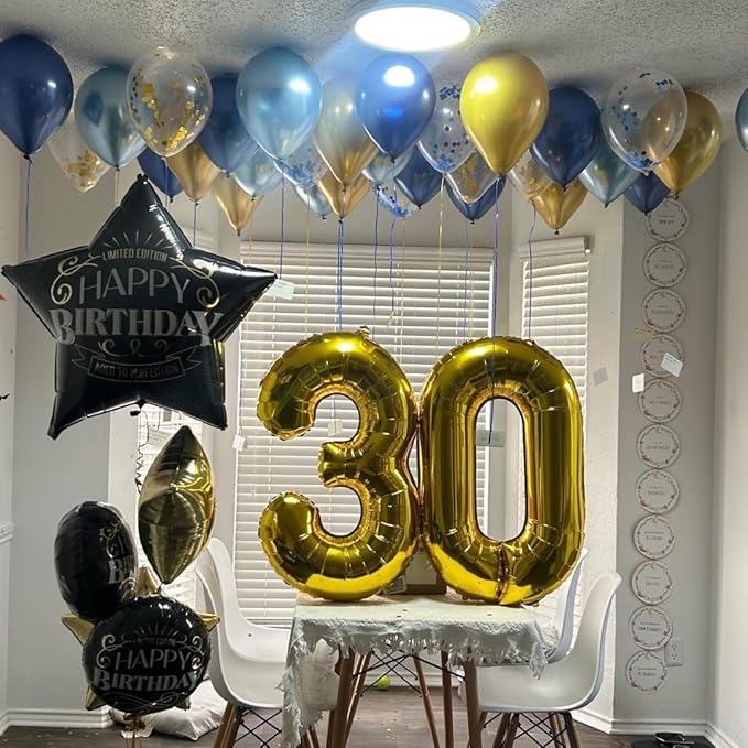 13 Gold Number Balloons, 40 Inch Balloons for Woman Man 13th Birthday Party Decoration, Foil Number Ballon for 13, 31 Anniversary, Bridal Shower, Graduation, Valentine's Day, Mother's Day, Easter