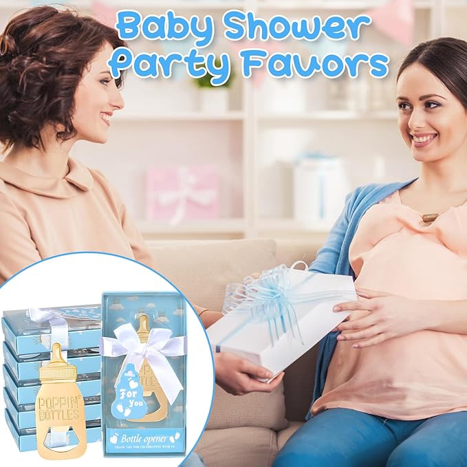 50Packs Poppin Bottle Openers for Baby Shower Favors,Gifts,Decorations and Souvenirs (Blue, 50)