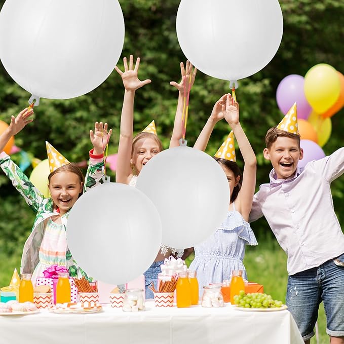 24Pcs White Punch Balloons Bounce Balloon with Rubber Band Handle Punching Heavy Duty Farm Themed Punch for Birthday Party, Kids (White)