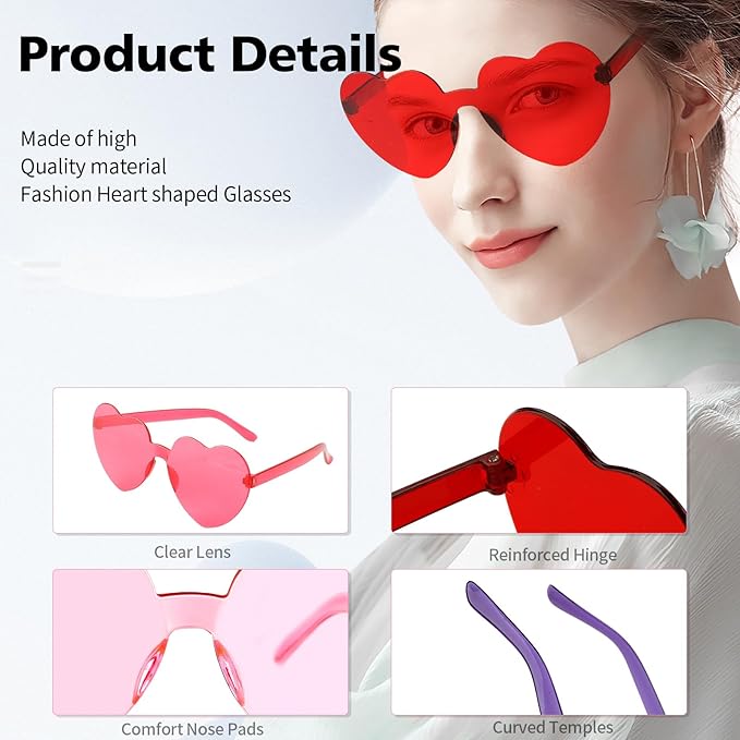 Heart Sunglasses Heart Shaped Glasses Bulk Valentines Halloween Bachelorette Party Decorations Glasses Women Men
