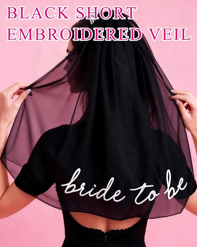Bride to Be Embroidered Veil with Heart Sunglasses - Bachelorette Party Favors, Bridal Shower Decorations