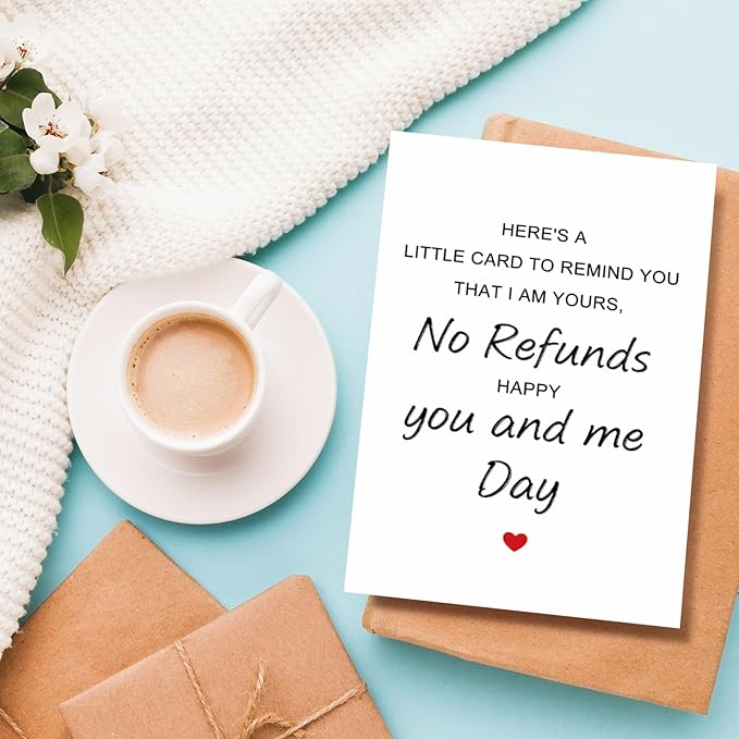 Funny Wedding Anniversary Card for Husband Wife, Sweet Valentine Card from Boyfriend Girlfriend, Happy Anniversary Card for Him Her, I'm Yours No Refunds Anniversary Card