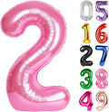 Pink Number 2 Balloon 40 Inch, 2nd Birthday Decoration for Toddlers Girls Boys, Sparkling 2 Number Balloon Party Decor