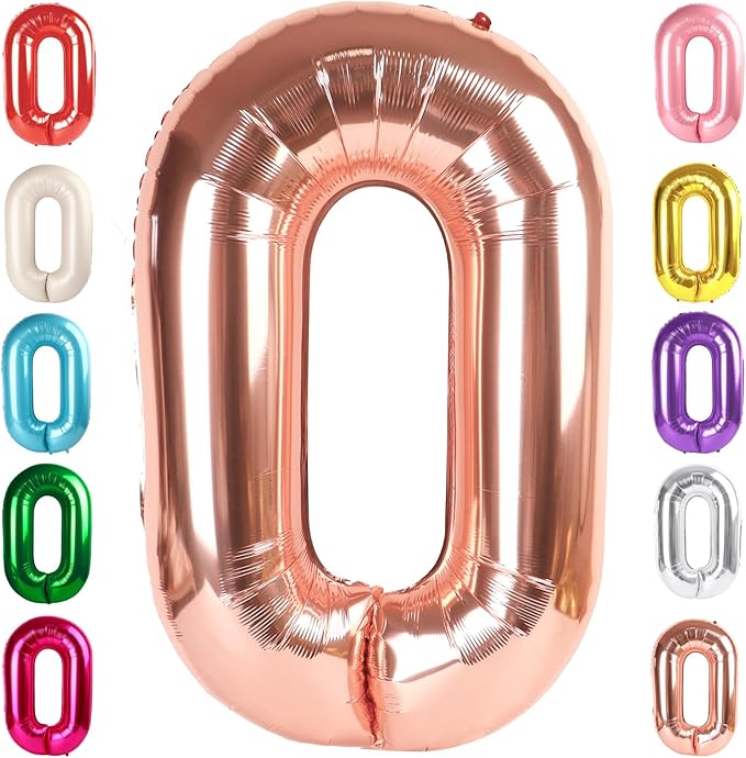 Number 0 Balloons 40 Inch Rose Gold Number Balloons for 10 20 30 40 50 60 70 80 90 100 Numbers Balloon Birthday Decorations Wedding Event Baby Shower