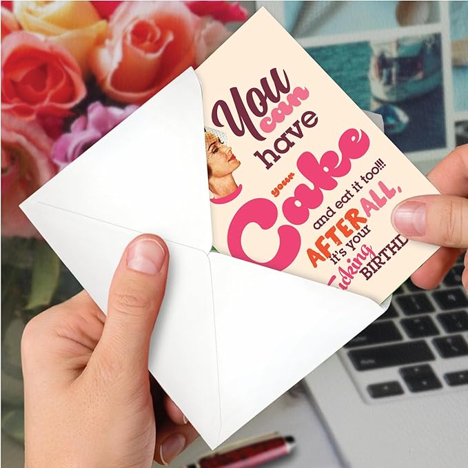 NobleWorks - 1 Funny Birthday Greeting Card - Sassy Bday Card for Women, Stationery Humor - Have Your Cake C7019BDG