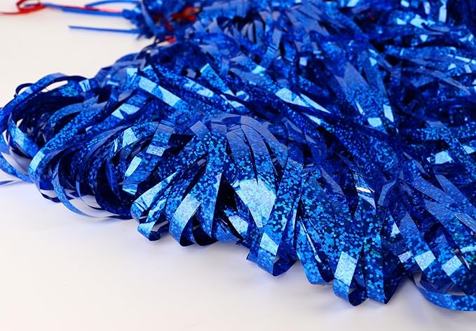 Blue Backdrops Curtains Party Decorations, Tinsel Streamers Birthday Decoration for Easter Decoration, Photo Booth Props for Graduation, Wedding, 2Pack 3.28X8.2Ft
