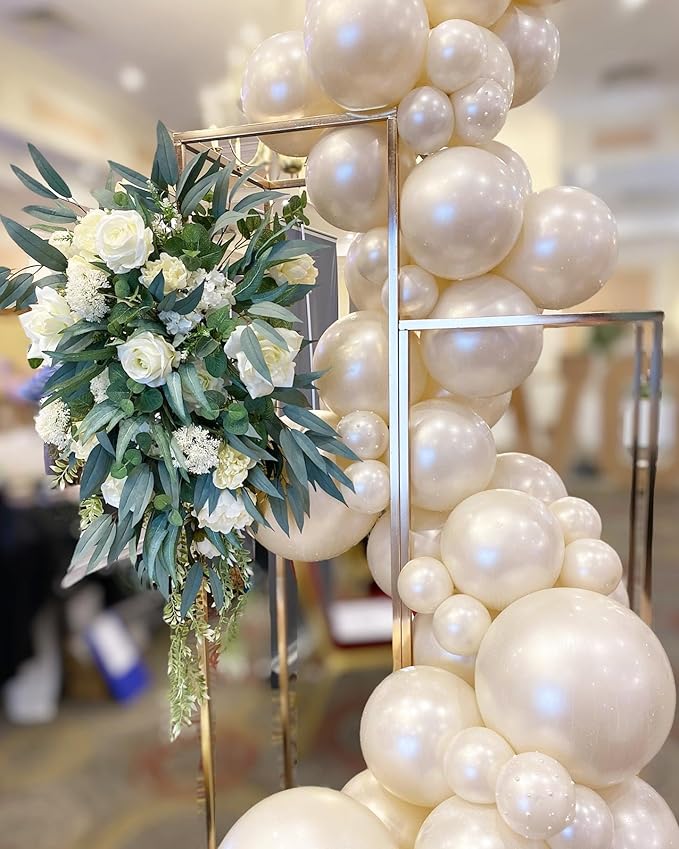 118Pcs Pearl Balloon Garland Arch Kit - Wedding Party Decorations with Pearl White Sand Double Stuffed Pearl Ivory Balloons for Engagement Bridal Shower Birthday Baby Shower Party Decorations