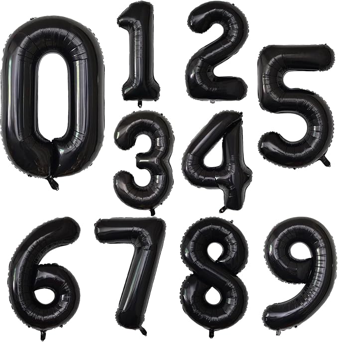 Number Balloons Black Party Balloon - Giant Number 2 Balloon, 40 Inch Large Balloon for Birthday Decorations, Black Party Supplies for Men Women