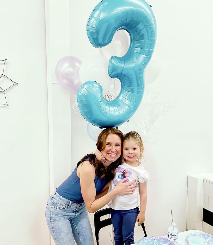 Pearlescent Blue Number 8 Balloon 40 Inch, 8 Balloon Number, 8th Birthday Decorations, Pearlescent Blue Party Supplies for Boys Girls