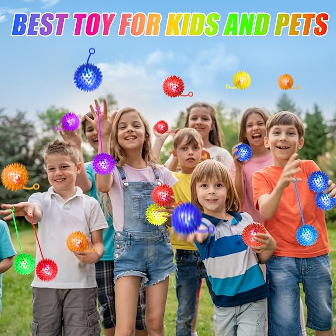 28 PCS Bouncy Light Up Ball for Kids, Flashing Squeaky Sensory Puffer Toys, Balls for Toddlers 1-3, Light Up Toys, Sensory Balls, Glow in The Dark for Party Favors Gifts, for Adults, Children