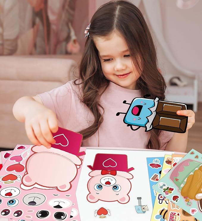 Valentines Stickers for Kids - Valentines Day Gifts for Kids School Classroom - DIY Valentine's Crafts Treats Party Favors Valentine Day Decorations(24 Sheets)