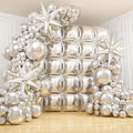 152PCS Chrome Silver Square Foil Balloons Backdrop Wall, Double Sided Tunnel with Metallic Silver Balloon Arch Garland Kit for Graduation Disco Birthday Party Decorations