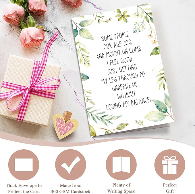 Humorous Getting Older Birthday Card, Funny Aging Birthday Card for Friend Family Coworker, Just Because Cards for Men Women