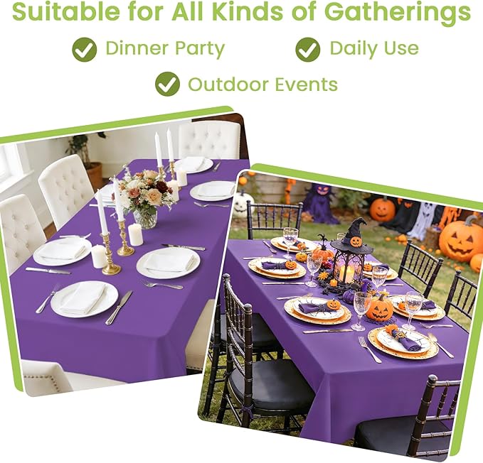 Mulbozy Purple Plastic Table Cloth Disposable 4 Pack, 54 × 108 Inch Tablecloths Rectangle, Purple Plastic Table Cover for Party Decor