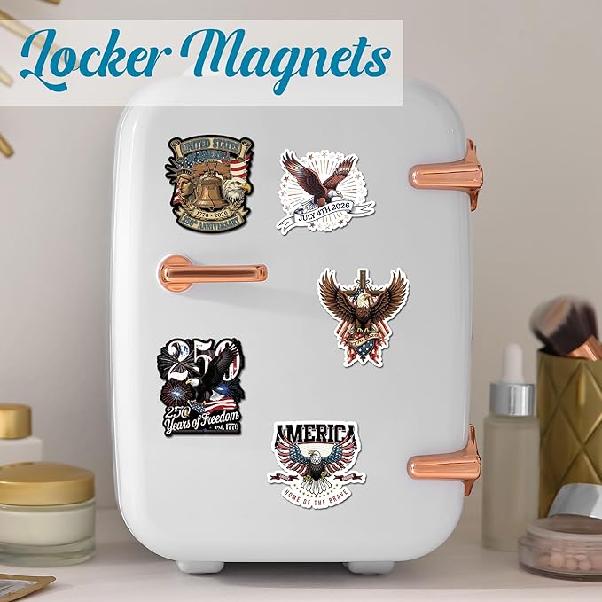 24 Pcs 250th Anniversary USA Magnets, America Merchandise Eagle July 4th Independence Day Fridge Magnet Set, Magnetic Decorations for Refrigerator Locker Office Whiteboard