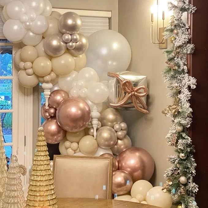 90pack Rose Gold Balloons Different Size 18/12/10/5 Inch Rose Gold Balloon Garland Arch Kit for Graduation, Wedding, Birthday, Princess Theme Party, Valentine's Day Party Decorations