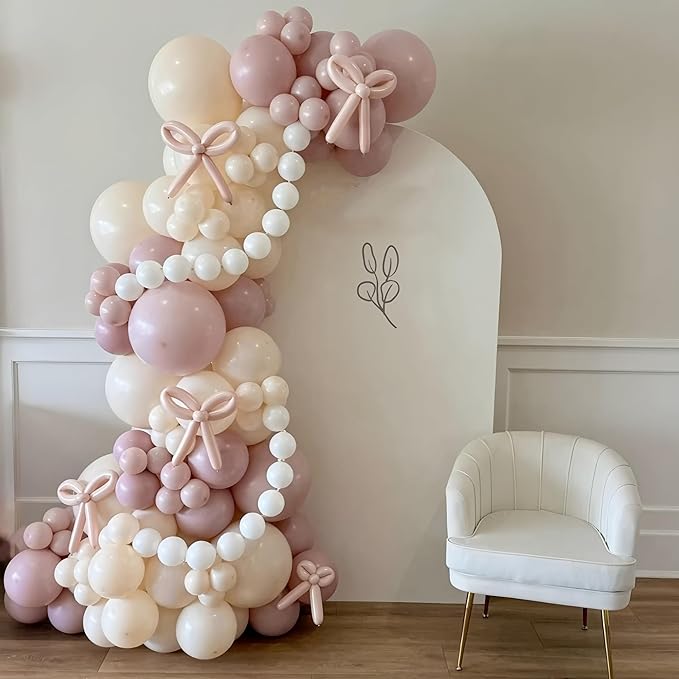 Cavern Pink Balloons Arch Boho Pink Balloons Garland Retro Dusty Blush Rose Balloon Different Sizes Helium Latex Balloon Girls Birthday Party Decoration Wedding Bridal Baby Shower Bachelorette