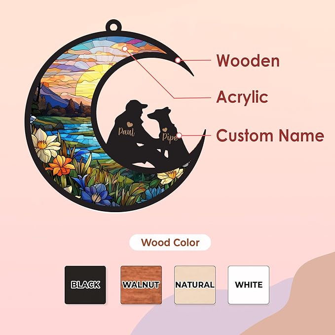 Personalized Dog & Owner Memorial Suncatcher Pet Angel Friendship Ornament Window Car Hanging Sympathy Gift Loss of Pet Passed Away Gift Remembrance Keepsake for Dog Lovers