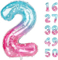 40 Inch Starry Balloon Number 2 Giant Two Balloons Number Birthday Decorations, 2nd 12 20 21st Party Celebration Decorations Digital Balloon Wedding Anniversary Party Supplies
