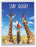 NobleWorks - Hilarious Happy Birthday Card with Envelope (8.5 x 11 Inch) - Funny Animal Greeting Card From All Of Us - Cool Giraffe J6335BDG-US