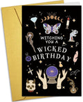 Nchigedy Funny Witch Birthday Card for Girls Boys, Wicked Halloween Birthday Card for Men Women, Witching You A Wicked Birthday Pun Card