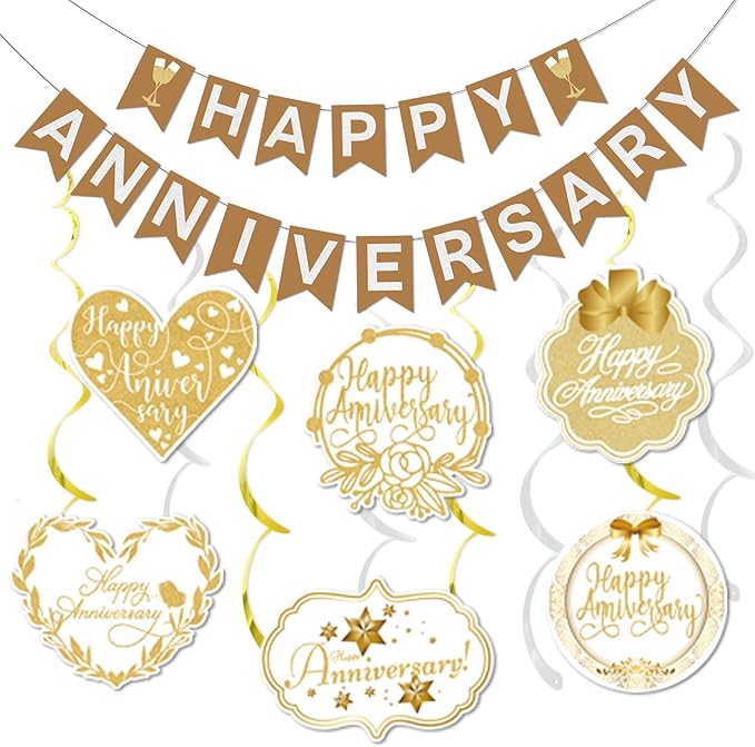 Happy Anniversary Banner - Happy Anniversary Decorations Wedding Party Banner