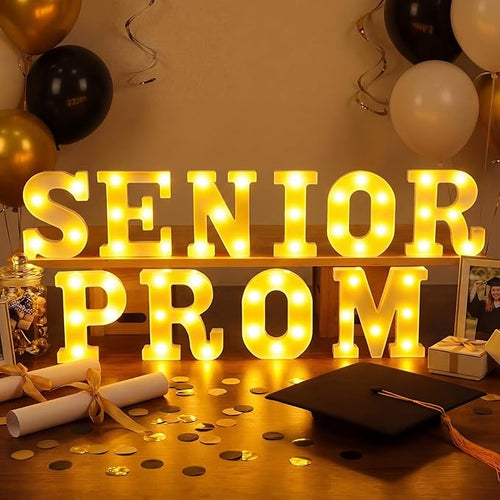 10 Pcs Senior Prom Decorations Large LED Letter Light Sign Battery Powered Graduation Table Decorations for for Senior High School College Table Wall Centerpieces Decor Party Supplies