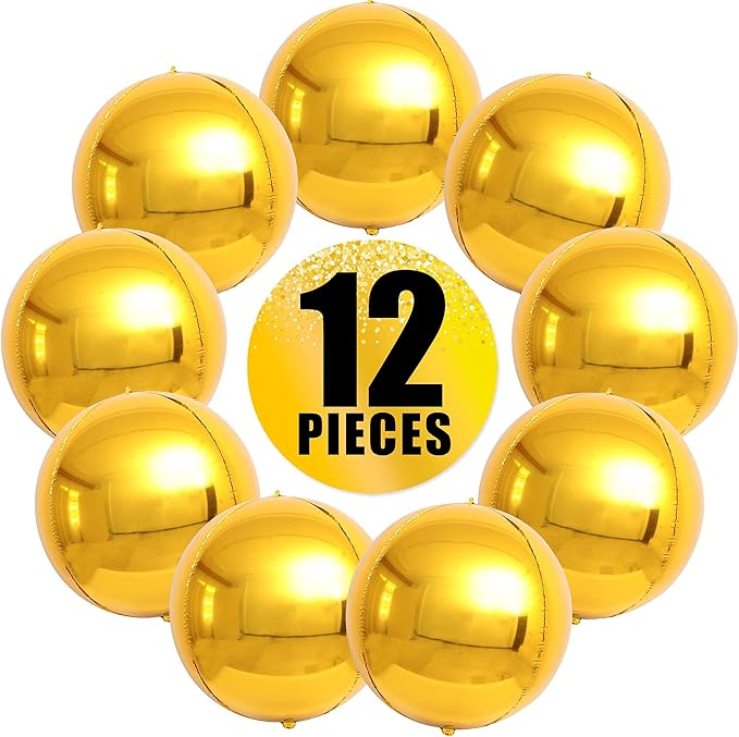 KatchOn, Large Gold Foil Balloons - 22 Inch, Pack of 12 | Gold Balloons for Graduation Decorations 2026 | Mylar Balloons for Anniversary, Wedding, Golden Birthday Party Decorations