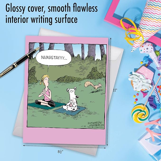 NobleWorks - 1 Big Funny Birthday Card Cartoon (8.5 x 11 Inch) - Jumbo Womens Comic Humor, Group Greeting Card with Envelope - Namastayyy J1777BDG