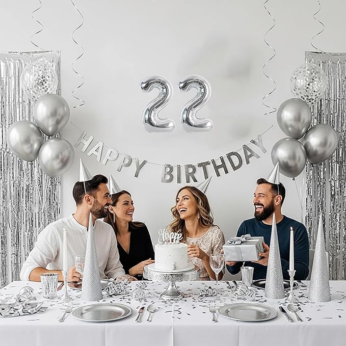 TONIFUL Number Balloons 16 Inch Silver 2 Set 0-9 Number Mylar Foil Balloons 20 Pcs Custom digitalal for 2026 New Year Eve Birthday Party Engagement Graduations Anniversary Baby Shower Decor