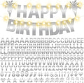 175Pcs Glitter Customizable Banner Kit DIY Custom Letter Banners DIY Happy Birthday Letters 0-9 Numbers Personalized Banner Decor For Wedding Birthday Party Decorations Supplies(Shiny Silvery))