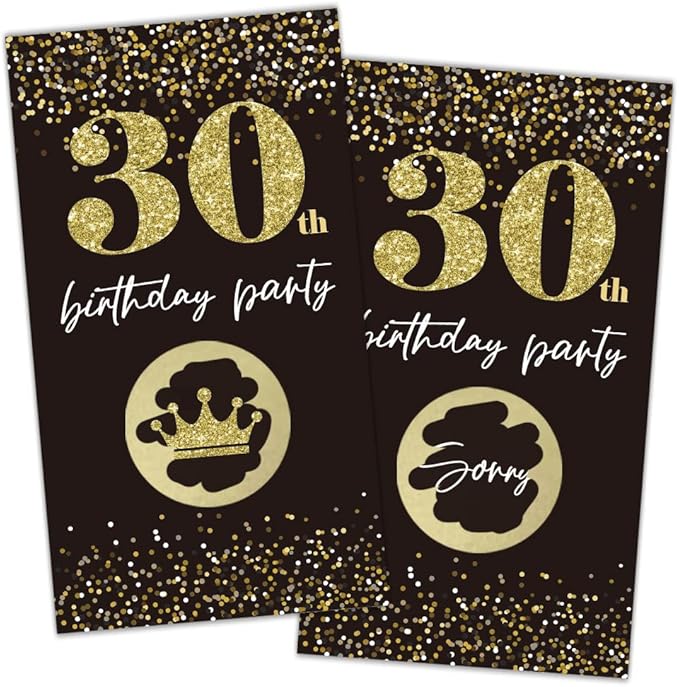 REWIDPARTY Black Gold 30th Birthday Party Scratch Off Game Cards (32 PCS) Cheers to 30 Years Prize Raffle Tickets Happy 30th Birthday Party Scratch Cards Supplies Activity for Family Friends Adults