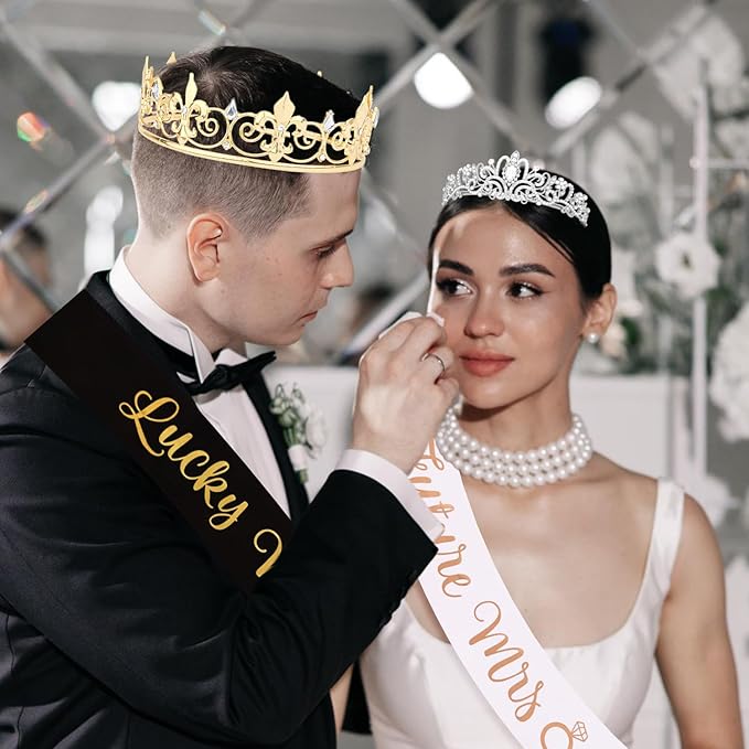 Engagement Party Decorations Crown Sash Set Future Mrs& Lucky Mr Decor Just Engaged Sash Tiara Decorations Engagement Gifts Sign