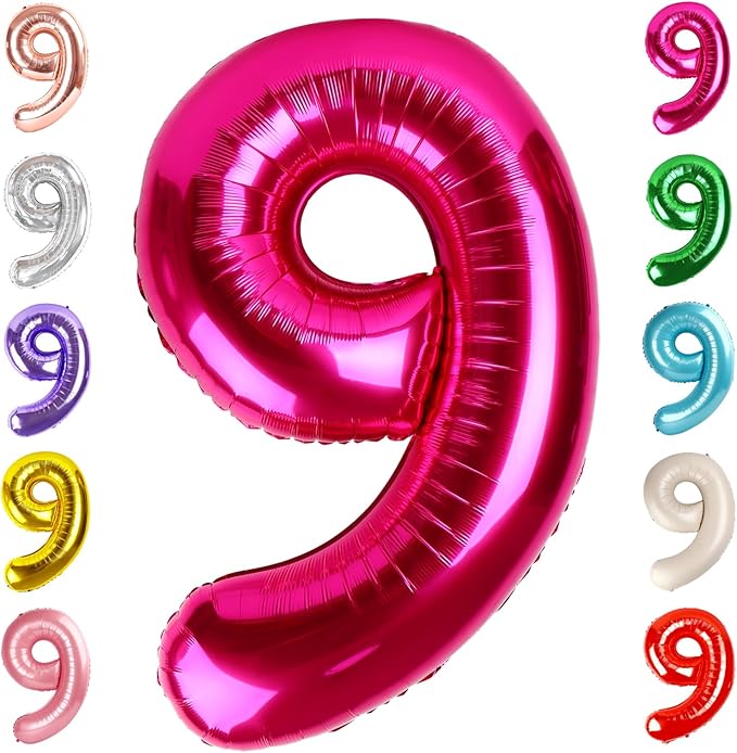40 Inch Hot Pink Numbers 9 Balloon, Balloons Decorations for 9 19 90 Birthday Party, Engagement, Wedding, Graduations, Photo Shoot Supplies