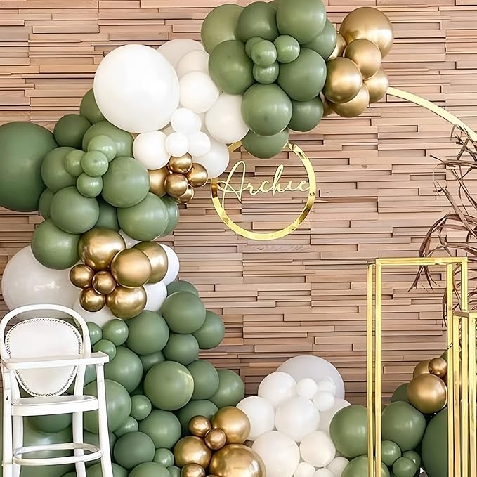 105pcs Sage Green Balloons 12inch Olive Green Balloons for Birthday Graduation Baby Shower Wedding Anniversary New Year Party Decorations