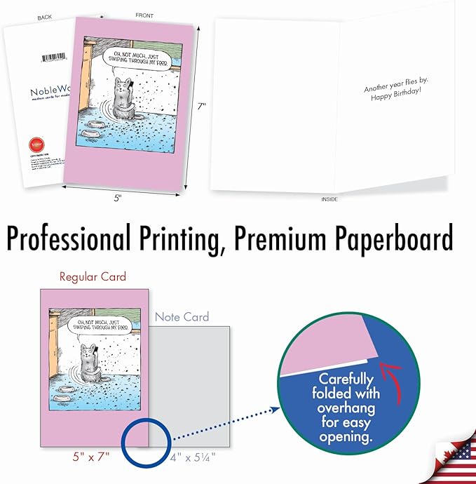 NobleWorks - 1 Humor Birthday Card with Envelope - Funny Cartoons for Birthday Greetings, Celebration Notecard - Swiping Through Feed C2414BDG