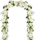 Lvydec Artificial Peony Flower Garland - 6ft Silk Peony White Flower Garland for Wedding Party Table Decoration (White)