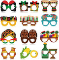Pajean 36 Pcs Kwanzaa Party Favor Packs Decoration Kwanzaa Photo Props Paper Glasses Bulk African Theme Eyeglasses for Party Favors, Cultural Celebration Decorations, Red Black Green Event Accessories