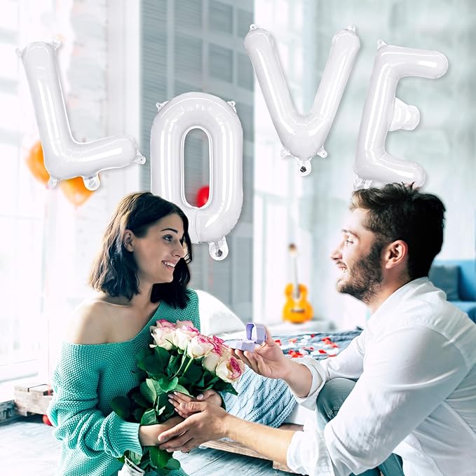 26 Pcs White Letter Balloons,16 Inch Foil Alphabet Letter Balloons,Letter A-Z Balloon Banner Custom Phrase Balloon for Birthday Party Wedding Anniversary Decoration (White 26pcs)