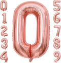 40 Inch Rose Gold Number Balloon 0, Large Number Foil Mylar Balloons for Birthday Party Celebration Decorations Supplies, Digital Balloons for Wedding Anniversary Events Decorations