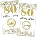 REWIDPARTY White Gold 80th Birthday Party Scratch Off Game Cards（32 PCS）Happy 80th Birthday Party Scratch Cards Cheers to 80 Years Party Supplies Activity for Birthday Raffle Tickets Kids Adults