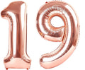 Rose Gold Number 19 Balloon 40 inch, 19 Number Balloons, 19th Birthday Decorations, 19 Year Old Women Men Rose Gold Party Supplies