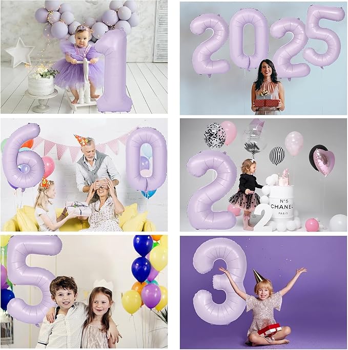 40 Inch Purple Number Balloons Light Purple 2 Balloon Matte purple Birthday Balloons 0-9 Birthday Wedding Party digital Decorations (Number 2)