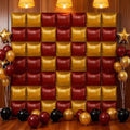 50PCS Metallic Burgundy and Gold Square Balloons Wall,19'' Reusable DIY Mylar Double Balloons Garland Tunnel Arch Kit for Baby Shower Anniversary Bachelorette Birthday Engagement Bridal Decor ﻿