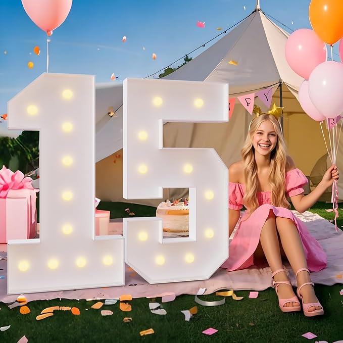 imprsv 4FT Marquee Numbers, Light Up Numbers 9 for 19th Birthday Decorations, Large Light Up 9 Anniversary Party Deco, Pre-Cut Foam Board Kit