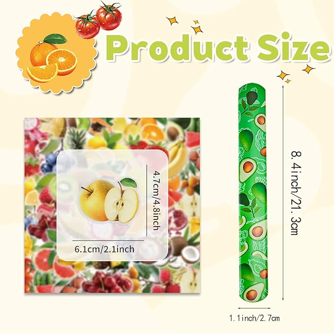 74PCS Fruit Slap Bracelets&Stickers Summer Fruit Theme 24PCS Slap Bracelets 50PCS Stickers Party Favors Basket Bag Filler School Prizes Gifts Party Favors Bulk