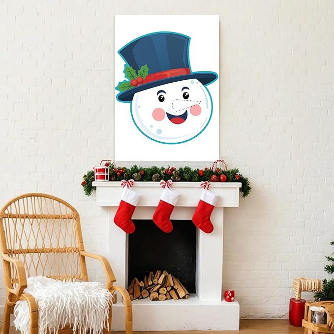 Christmas Games - Pin The Nose on The Snowman Games for Families Party, Cute Indoor Christmas Home Decor Party Decorations, Xmas Activities Presents Holiday Decor, Snowman Face