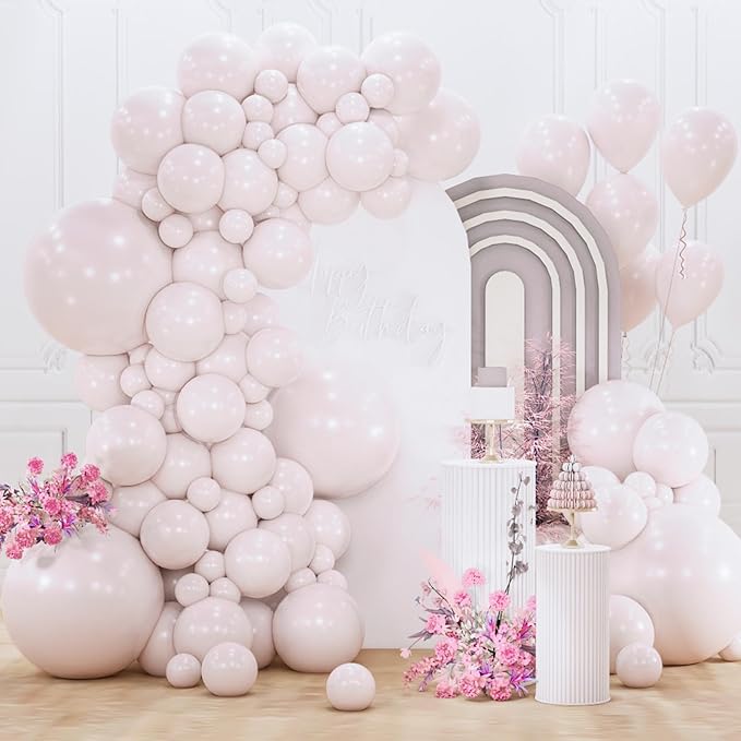 PartyWoo Beige Balloons 155pcs Different Sizes of 18 12 10 5 Inch Boho Cream Ivory Neutral Balloon Arch Kit Garland for Wedding Graduation Engagement Baby Shower Birthday Party Decorations White-F60